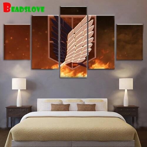 5 Pieces Full Square Round Diamond Mosaic Anime Angel Wings Rhinestone Embroidery Multi-Picture diamond painting cross stitch