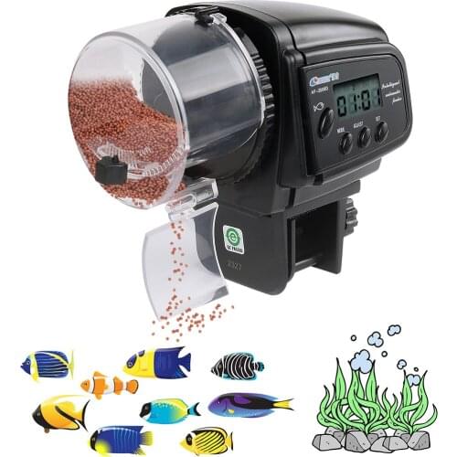 Timed Automatic Fish Feeder Digital LCD Automatic Aquarium Tank Auto Fish Food Feeder Timer Fish Pet Feeding Dispenser