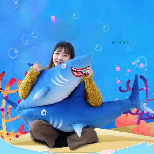 Big size Soft Plush Stuffed Animal Shark Funny toys Dolls blue Plush Toys High Quality For Boys Birthday Gift 25cm-90cm
