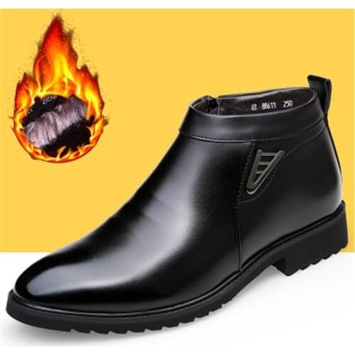 Genuine Leather Shoes Men Chelsea Boots Keep Warm Cotton Shoe For Cold Winter Cow Leather Man Ankle Boots Male Footwear Eu 38-44