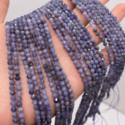 Small Beads Natural Semi-Precious Stone Purple Fluorite Faceted Beads for Jewelry Making DIY Necklace Bracelet Accessories 3mm