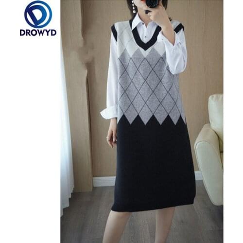 Модные вязаные платья DROWYD China At AliExpress