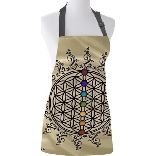 Flower of Life Chakras Spirituality Yoga Zen Print Apron Print Unisex Kitchen Bib with Adjustable Neck for Cooking Gardening