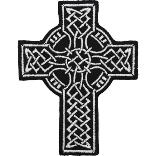 Celtic Design Cross Patch Embroidered Applique Sewing Label punk biker Patches Clothes Stickers Apparel Accessories Badge