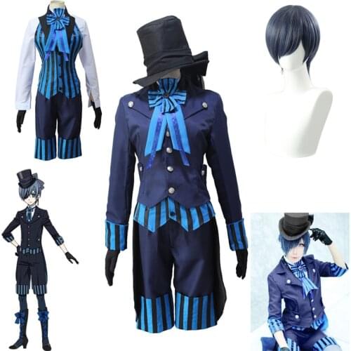 Man Woman Black Butler Kuroshitsuji Cosplay Ciel Phantomhive Cos Japan Clothes Halloween Costume suits with wig uniform full set