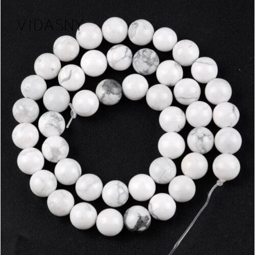 Natural Howlite Stone Round Loose Beads For Jewelry Making 4mm-12mm Spacer Beads Diy Necklace Accessories 15'' Wholesale