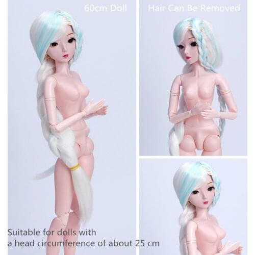 New 21 Movable Joint 60cm Bjd Doll 3D Eyes Long Wig Detachable Hair Cover 1/3 Fashion Dress Up Body Doll Girl Toy Christmas Gift