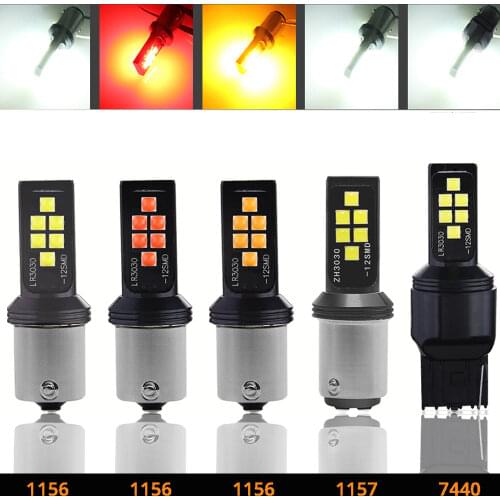 1PCS 1156 1157 7440 P21w 12LED Car Reserve Lamp Auto Styling Accessories Brake Light Turn Signal Bulbs 12V License Plate Lights