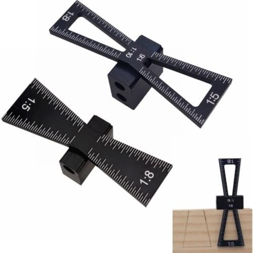 Aluminum Alloy Dovetail Marker Hand Cut Wood Joints Gauge Dovetail Guide Tool with Scale Dovetail Template Size 1: 5 and 1: 8