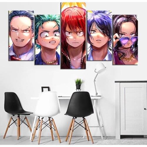 Modular Poster Hd Prints Pictures Wall Artwork Painting 5 Piece My Hero Academia Anime Character Canvas Home Decor Living Room