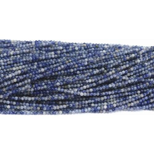 Natural Blue Point Stone 2mm 3mm Round Beads Fashion Diy Jewelry Loose Spacer Saccessories Findings Beads 15" B402