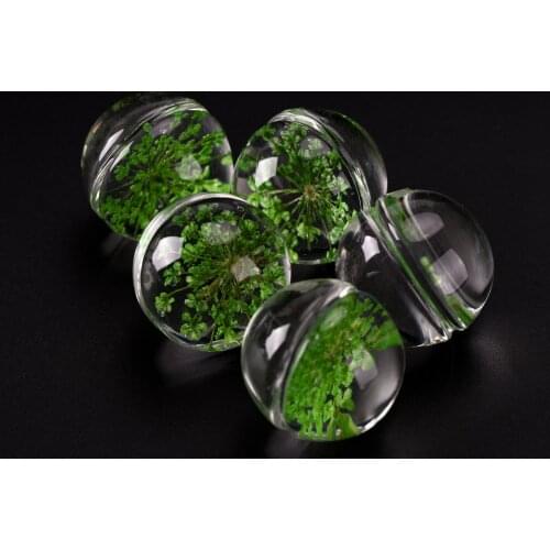 20# No-Hook Natural Dried Flower with Glass Bead Crystal Glass Charms For DIY Necklace Jewelry Making Beads #IZ328