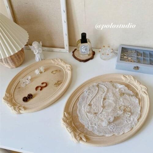 Unpainted Vintage wooden Bow Round Storage Tray raw material Nordic Multicolor Trays Decorative Table Cake Wedding Trays