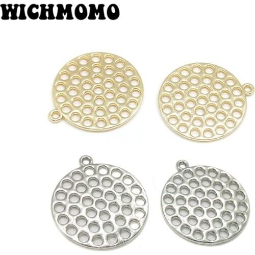 2019 New 5pieces/bag 28*25mm Zinc Alloy Gold Hollow Out Round Charms Pendants DIY Necklaces Bracelets Jewelry Accessories