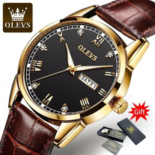 2021 New Arrival OLEVS Watches Mens Sport Reloj Hombre Casual Relogio Masculino Para Military Army Leather Wrist Watch For Men