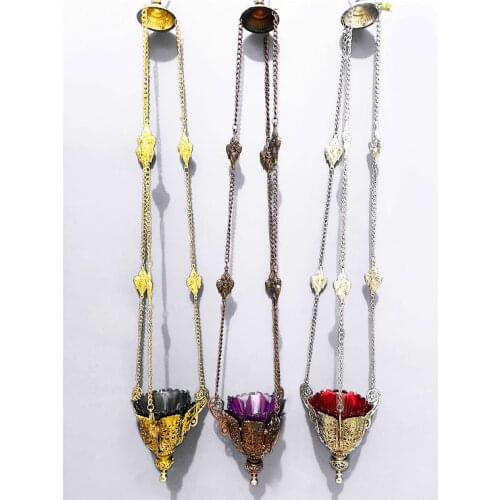 Κανδήλι Εκκλησίας High Qulity Church Oil Candle Gold Planting With Glass Bless In Church