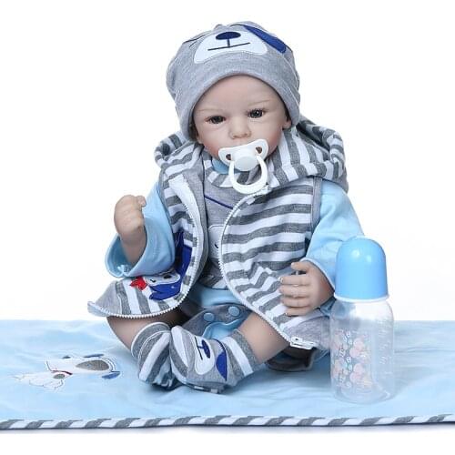50CM bebe lifelike doll reborn baby boy doll realistic silicone soft touch adorable real newborn baby size cuddly baby weighte