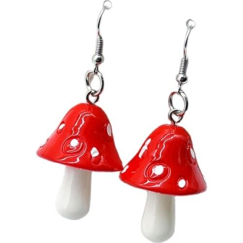 Kawaii Earrings Girl Earring Women Cute Mushroom Orecchini Pendent Lovely Children Jewelry Brincos Oorbellen Aretes Kids