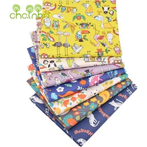 Chainho,ZOO Series,Printed Twill Cotton Fabric, For DIY Sewing Quilting Baby & Childrens Bed Clothes Material