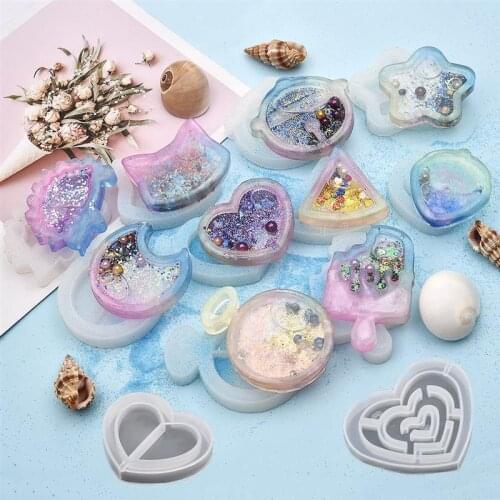 Shaker Silicone Mold Resin Heart Star Moon Ice Cream UV Epoxy Resin Molds Key Chain Pendant Craft Jewelry Making Tools