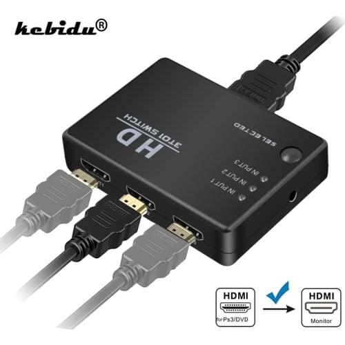 HDMI-compatible Splitter Hub & IR Remote 1080P 3 In 1 Out 3 Port HDMI-compatible Switch Selector For PS3 TV Remote Control