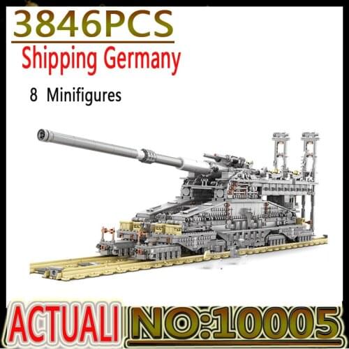 Hot German 80cm K[E] Railway Gun "Dora" Military Series Building Blocks Bricks Toys Kids Christmas DIY Birthday Gift Toy 10005