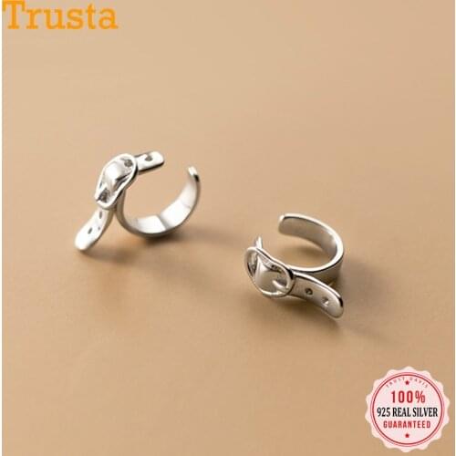 TrustDavis Real 925 Sterling Silver Fashion Love Belt Clip Earrings For Women Wedding Party Birthday Fine Jewelry DB530