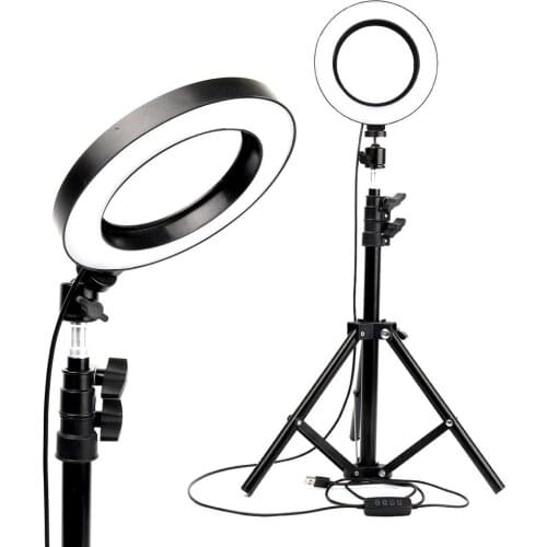 Youtube LED Selfie Three-speed Cold Warm Stepless Lighting Dimmable LED Ring Light Video Lamp With Tripod Ring Light