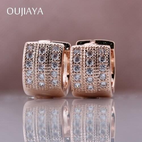 OUJIAYA 328 Anniversary Luxury 585 Rose Gold Lovely Natural Zircon Dangle Earrings Fashion Women Wedding Party Jewelry A46