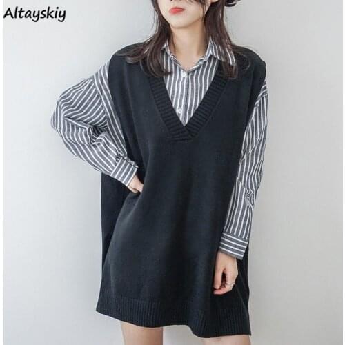 Women Large Size Sweater Vest Long Jumpers Oversize Solid Boyfriend Simple All-match Knitting S-5XL Females Outwear Slouchy Chic