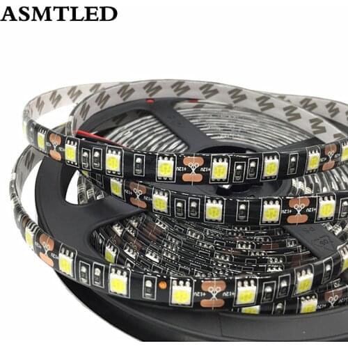 0.5m 1m 2m 3m 4m 5m DC12V Double Black PCB SMD 5050 LED Fexible Strip light 60LEDs/m Holiday RGB LED Tape Ribbon light Car Lamp
