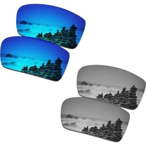 SmartVLT 2 Pairs Polarized Sunglasses Replacement Lenses for Oakley Crankshaft Ice Blue and Silver Titanium