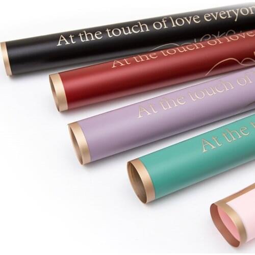 20pcs Jelly Film Gold Frame Waterproof Flower Wrapping Paper Sheets Wholesale Gift Wrapping Material