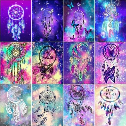 YI Bright 5d Diamond Painting Butterfly Dream Feather Full Square Round Drill Diamond Embroidery Landscape Mosaic Home Decor