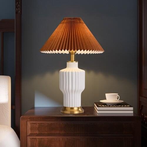 American Luxury Atmosphere Ceramic Table Lamp E27 LED Desk Lamp Home Decor Bedroom Bedside Household Living Room Background