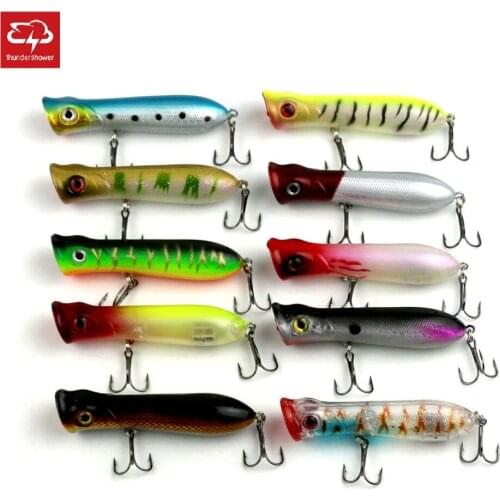 Big Sale 10pcs New Popper Lure Hard Artificial Plastic Bait Big Mouth Popper Fishing Lure With Treble Hooks Tackle 8cm 11g