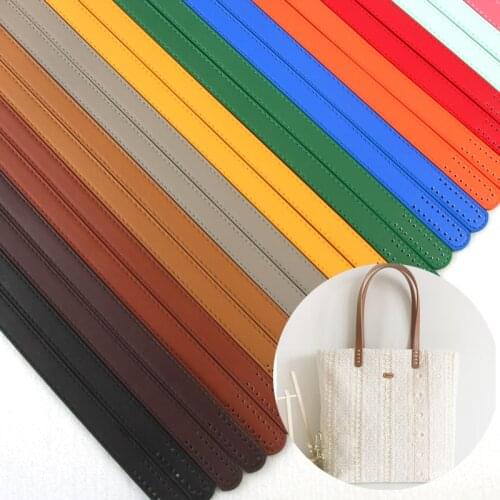 D49 Multicolor Hand Sewing Pinhole Line Pressing PU Leather Handle DIY Single Shoulder Cloth art Bag Strap 62CM Length