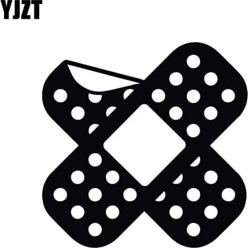 YJZT 12*12CM Fashion BAND AID Crossed Bent Corner JDM Car-styling Decal Car Sticker Black/Silver Vinyl S8-1453