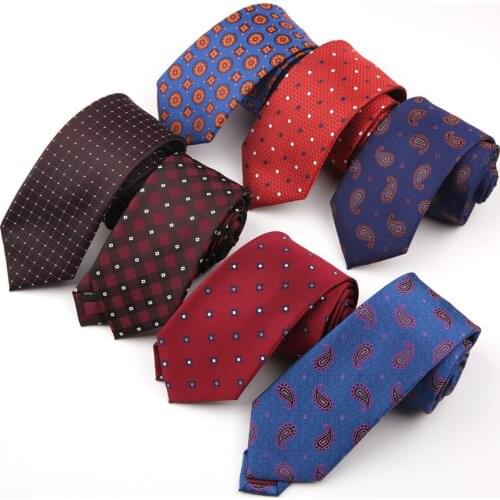 Business Suit 7CM polyester jacquard tie for men hand tie casual long tie