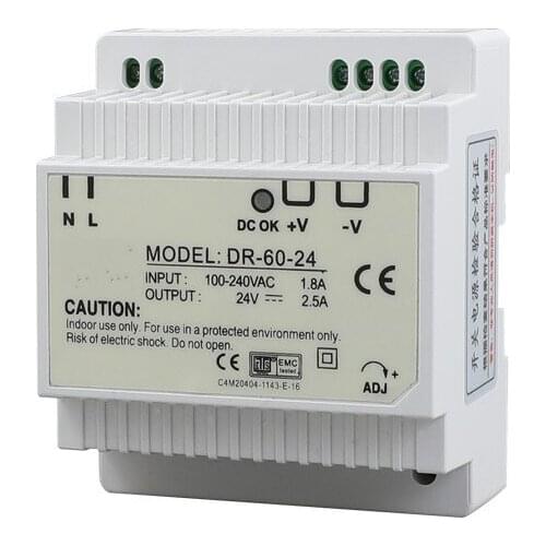 DR-60 60W Single Output 5V 12V 24V Din Rail Switching Power Supply DR-60-5 DR-60-12 DR-60-24 Power converter