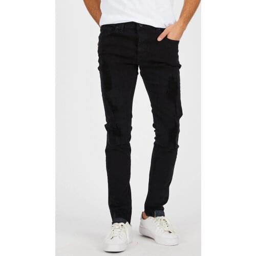 Denim Republic Mens Black Ripped Slim Fit Jeans 2021 Collection New Season