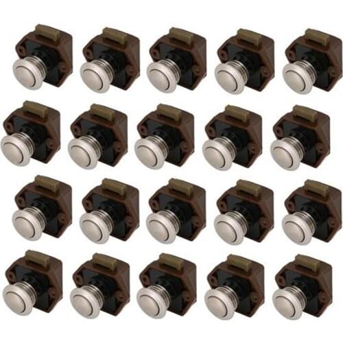 HLZS-20mm Opening Hole Push Button Keyless Lock Latch Cupboard Caravan Lock for RV Drawer Door Thickness 15-27mm Pack of 20