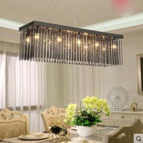 Crystal lamp rectangular dining room chandelier three heads Dining table lamp led dining room chandelier modern minimalist lamps