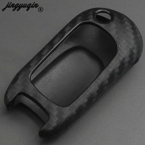 Jingyuqin Carbon Fiber Silicone Car Key Case for 2019 Buick Verano for Chevrolet Cruze Holder protective