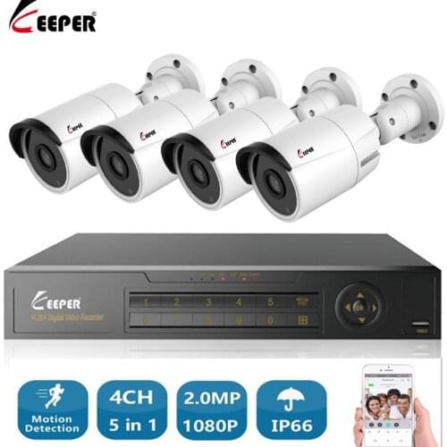 Keeper H.264 4CH 1080P 5 in 1 AHD DVR Kit CCTV System 4PCS 1080P IR AHD Camera Waterproof bullet Security Surveillance Set