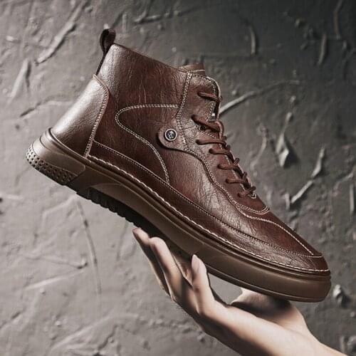 Classic Brand Mens Boots Handmade Men Ankle Boots Outdoor Waterproof Male Basic Work Shoes Autumn Lace-UP Man Moccasins R13-53