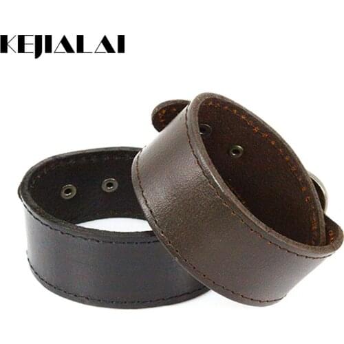 Kejialai New Arrival Leather Bracelet Vintage Bangle Men Women Punk Style Handmade Jewelry Delicate Clasp Cuff Fashion Accessory