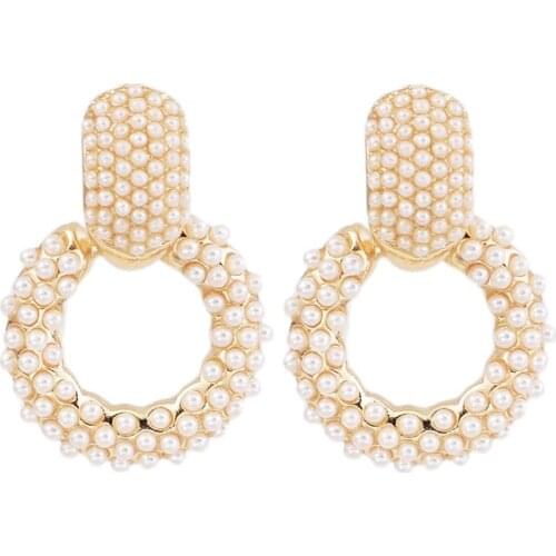 MANILAI Big Round Imitation Pearls Earrings Trend High Quality Fashion Sweet ZA Earrings Women Wedding Jewelry Gift 2020