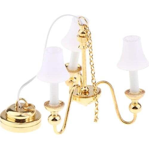 1:12 Scale Dollhouse Miniature Battery Operated Lights Up Ceiling Lamp White