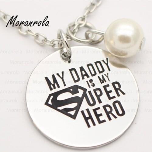 New arried "My Daddy is my Super Hero" Copper Dad necklace &Keychain, Fathers Day Jewelry Gift for dad Grandpa